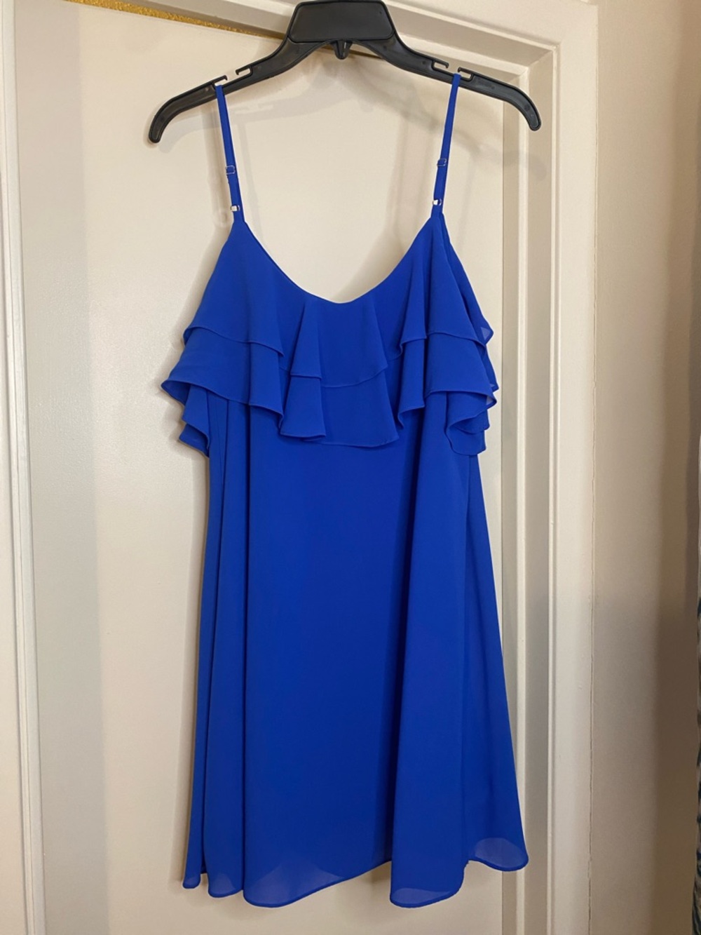 Lulu's Cobalt Blue Ruffle Cold-Shoulder Mini Dress - Picture 6 of 8